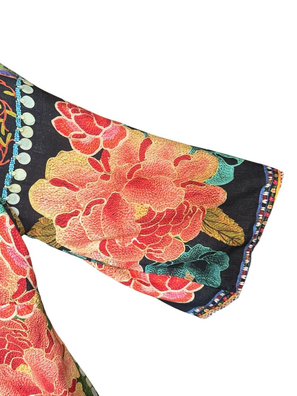 FARM Rio Rosario Maxi Dress Anthropologie Vibrant Floral & Geometric Print Sz L - Picture 8 of 12